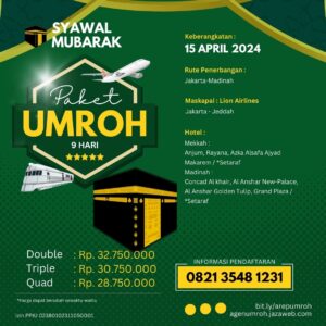 Umroh 9 Hari 15 April 2024 agen umroh purwokerto